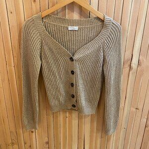 Brunello Cucinelli Sequin Linen Blend Cardigan Sweater S